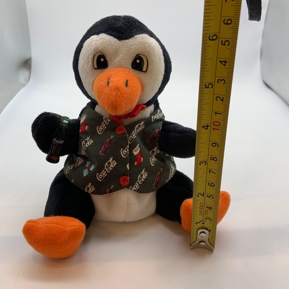 Vintage Coca-Cola Bottle Logo Print Outfit Penguin Small 6" Beanie Plush 1998 - Picture 12 of 12
